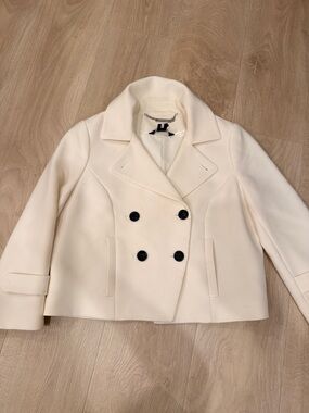 WHBM White Blazer with black buttons
